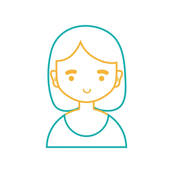 Línea Avatar Chica Con Blusa Peinado Diseño Vector Ilustración — Vector de stock