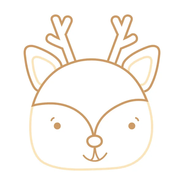 カラーライン幸せ鹿頭の野生動物のベクトル図 — ストックベクタ