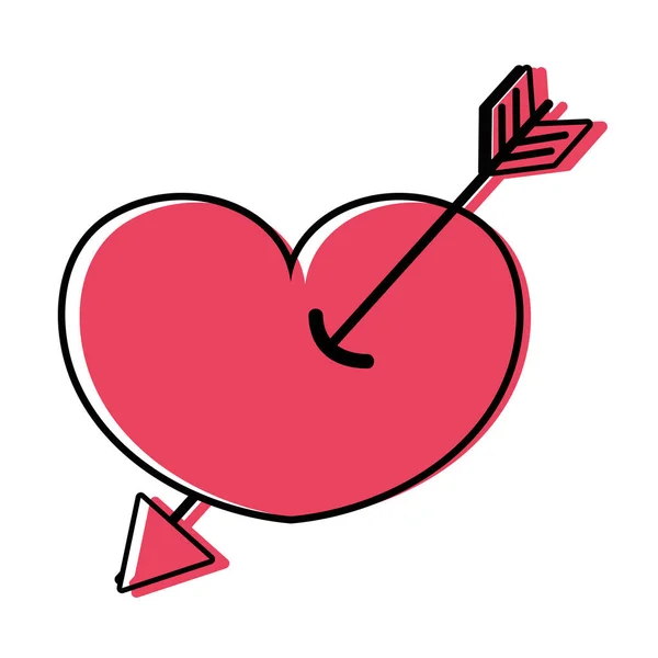 Diseño Flecha Color Dentro Del Corazón Icono Amor Vector Ilustración — Vector de stock