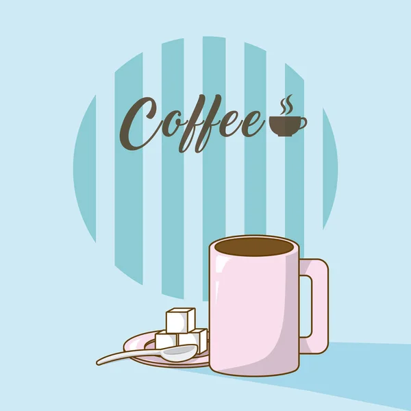 Kaffekopp Med Sockerbitar Vektor Illustration Grafisk Design — Stock vektor
