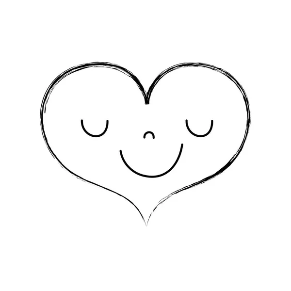 Figure Cute Happy Heart Kawaii Facial Expression Vector Illustration — Stock Vector