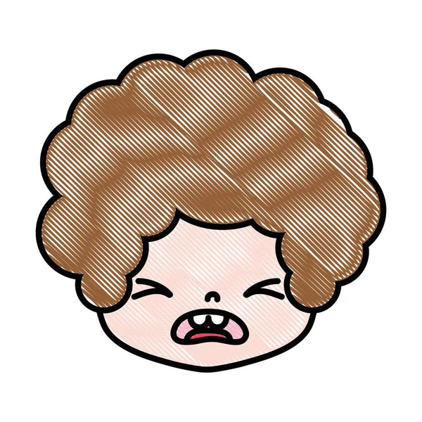 Tête Garçon Râpée Avec Des Cheveux Bouclés Illustration Vectorielle Visage — Image vectorielle