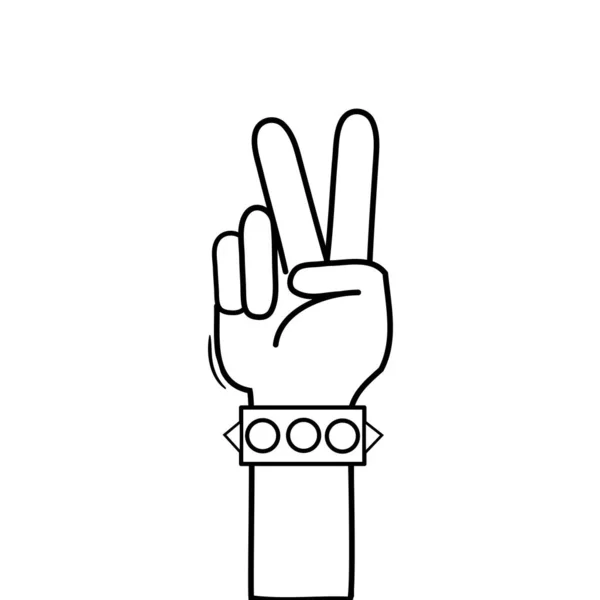 线手与手镯和和平和爱的手势向量例证 — 图库矢量图片