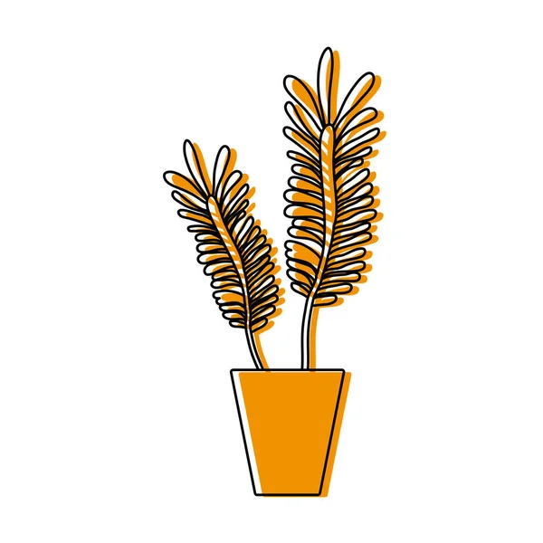 Plantes Naturelles Couleur Intérieur Pot Avec Des Feuilles Illustration Vectorielle — Image vectorielle