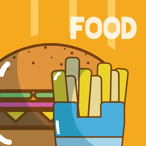 Délicieux Fast Food Sur Fond Coloré Illustration Vectorielle Graphisme — Image vectorielle