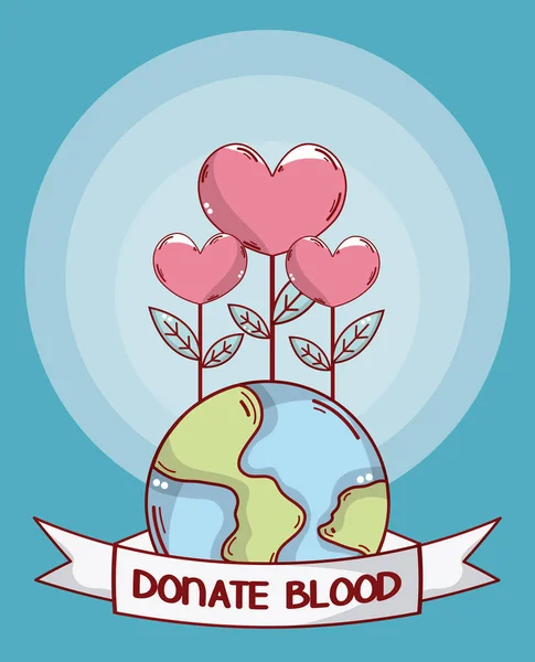 捐赠血地球和花向量例证图设计 — 图库矢量图片