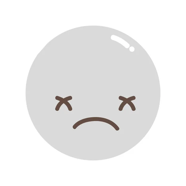 Vollfarbige Kawaii Kopf Mit Niedlichen Traurigen Gesicht Vektor Illustration — Stockvektor
