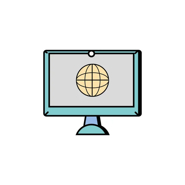 Bildschirm Elektronische Geräte Mit Globaler Verbindung Symbol Vektor Illustration — Stockvektor