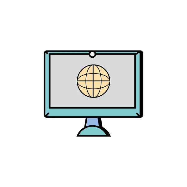 Scherm Elektronische Apparatuur Met Wereldwijde Conection Symbool Vectorillustratie — Stockvector