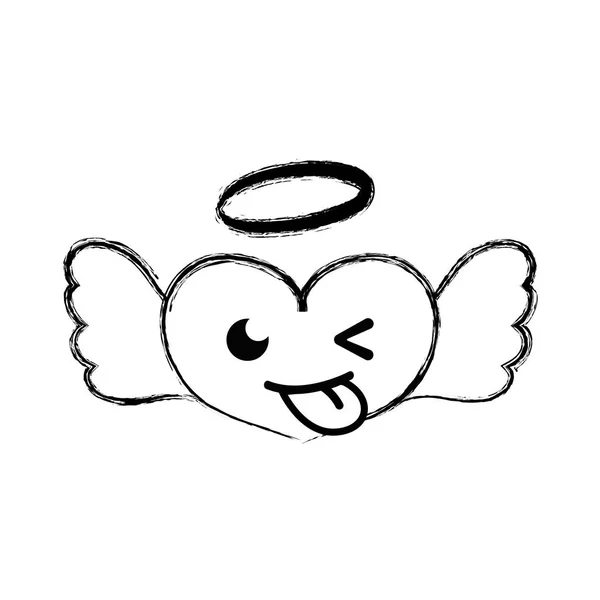 図面白い心の天使可愛い漫画ベクトル図 — ストックベクタ