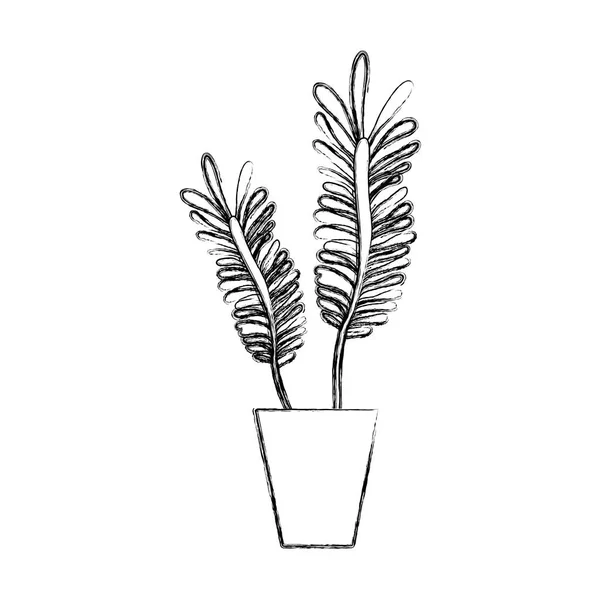 Σχήμα Naturals Φυτά Μέσα Στο Δοχείο Φύλλα Εικονογράφηση Διάνυσμα — Διανυσματικό Αρχείο