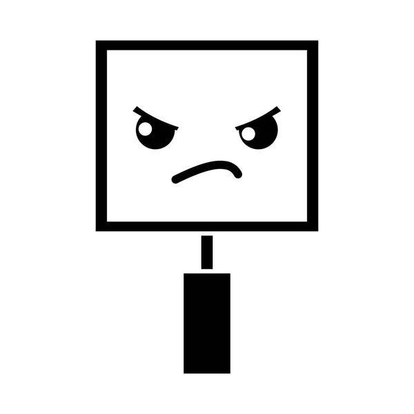 Contour Angry Cute Cherring Board Kawaii Vector Illustration — Stock Vector