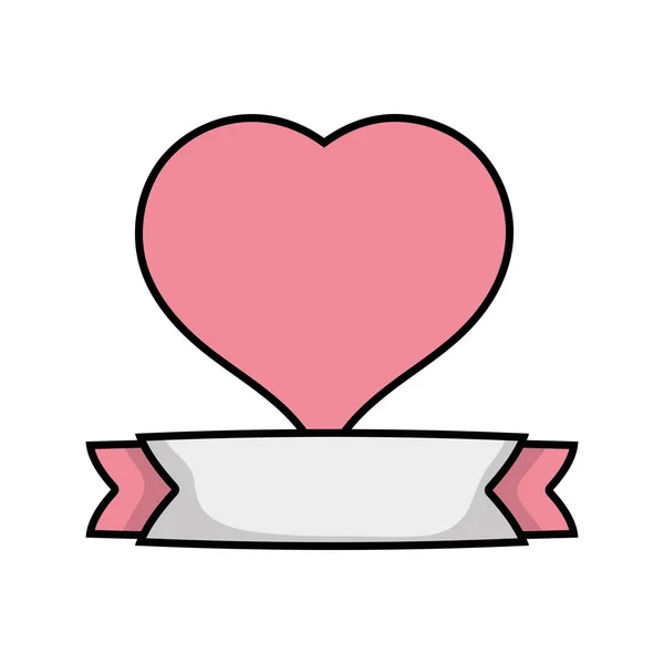 Heart Symbol Love Ribbon Design Vector Illustration — Stock Vector