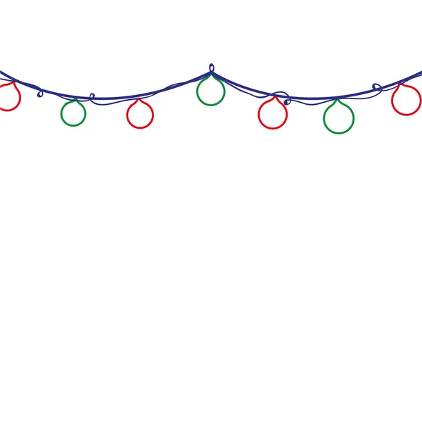 Satır Neşeli Noel Işıkları Dekorasyon Tasarım Vektör Çizim Renk — Stok Vektör