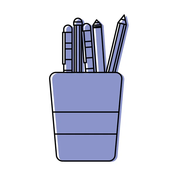 Farbe Schule Utensilien Innerhalb Tasse Werkzeug Design Vektor Illustration — Stockvektor