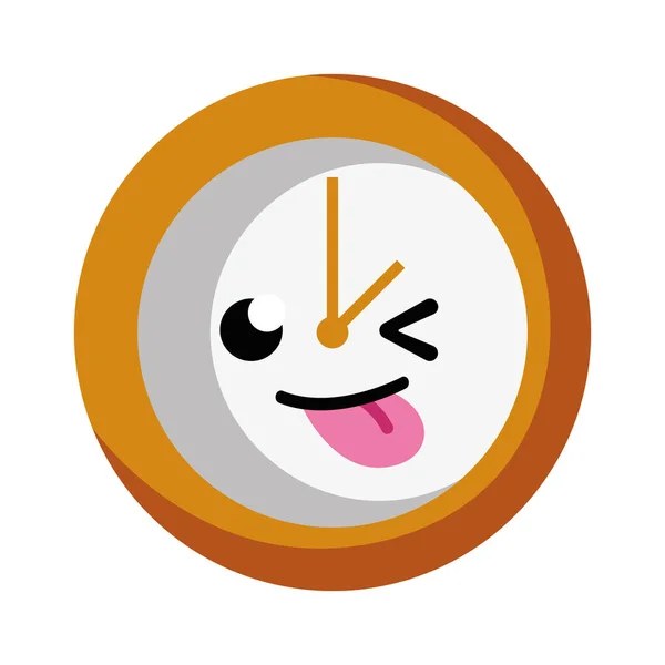 Funny Circle Clock Kawaii Cartoon Vector Illustration — Stock Vector