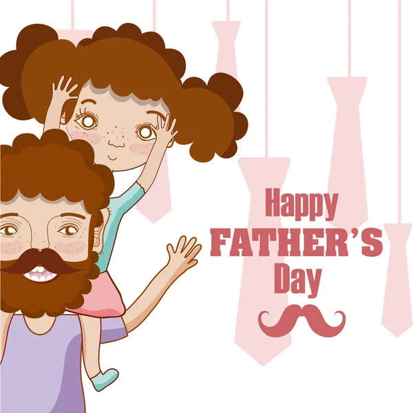 Father Daugther Cartoon Vector Illustration Graphic Design — Stock Vector