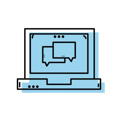 dizüstü bilgisayar teknoloji vektör çizim içinde sohbet kabarcık mesaj
