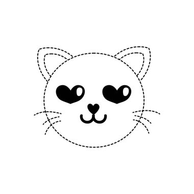 noktalı şekil kedi baş sevimli hayvan vektör çizim âşık