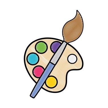 rendelenmiş suluboya palet boya fırça nesne vektör çizim ile
