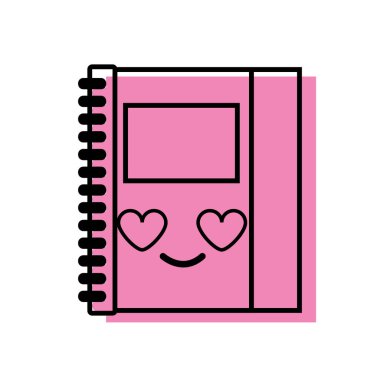 renk sevimli ve aşk defter nesne kawaii vektör çizim içinde