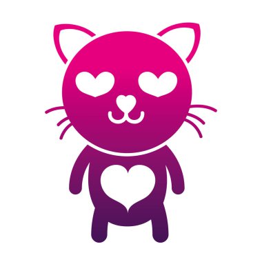 siluet kedi sevimli kedi hayvan vektör çizim âşık