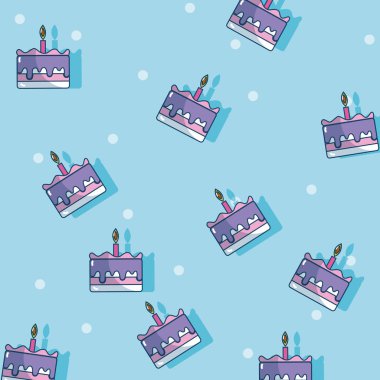 Doğum günü pastaları arka plan desenleri çizgi film vektör çizim grafik tasarım