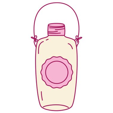 tam renkli uzun mason kavanoza etiket ve tel sapı vektör çizim ile