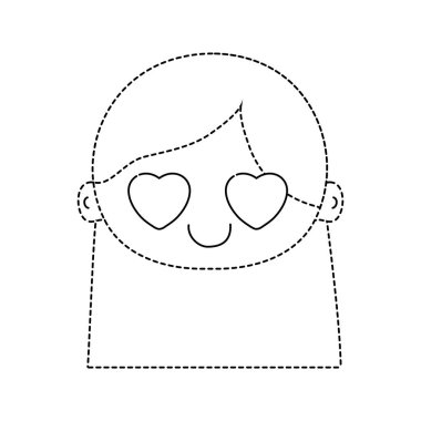 noktalı şekil baş kız uzun saç vektör çizim aşık