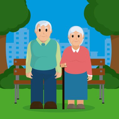 Şirin dedesi çift park vektör çizim grafik tasarımı üzerinde