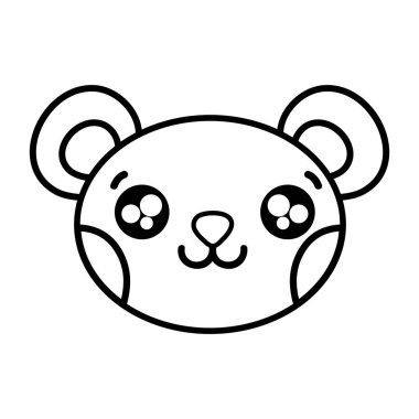 sevimli hayvan vektör çizim satırı mutlu ayı baş