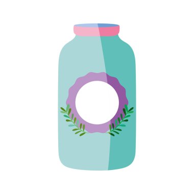 etiket ve dalları ile renkli uzun mason cam illüstrasyon vektör