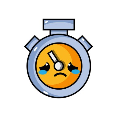 üzgün ve sevimli Chronometre nesne kawaii vektör çizim