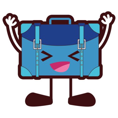 çizgi renk mutlu sırt çantası kawaii kolları ve bacakları ile vektör çizim