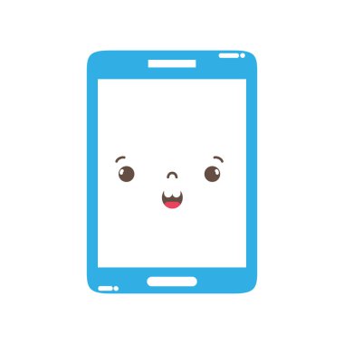 tam renkli kawaii smartphone sevimli sürpriz yüz vektör çizim