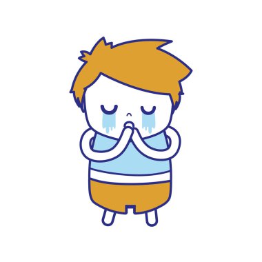 saç tasarım ve ağlayan yüz vektör çizim renkli çocuk