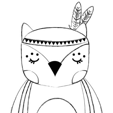 Grunge şirin baykuş hayvan tüyleri dekorasyon vektör çizim ile