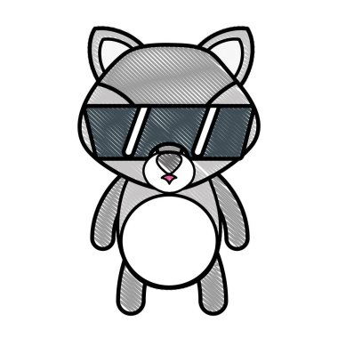 güneş gözlüğü vektör çizim ile rendelenmiş şirin fox vahşi hayvan