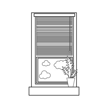 satırı penceresine perde kör açık ve bitki vektör çizim ile