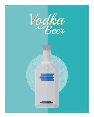 Votka şişe renkli arka plan vektör çizim grafik tasarım üzerine