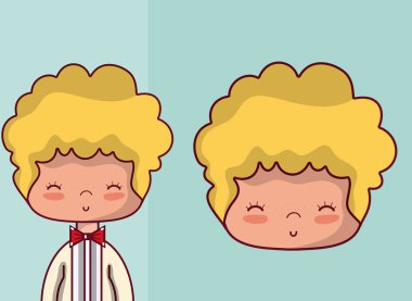 Şirin düğün erkek profil karikatür vektör çizim grafik tasarım