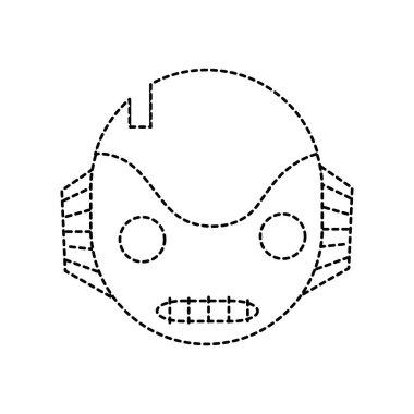 Şekil robot kafası teknolojisi kulakları ve ağız vektör çizim ile noktalı