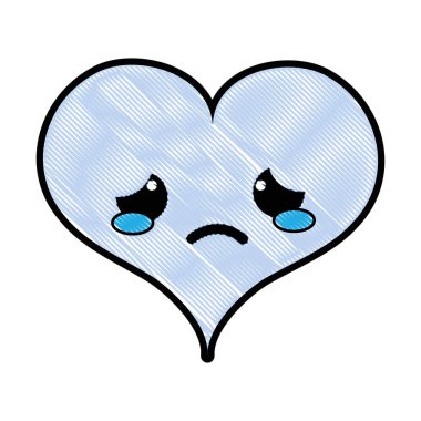 kalp tutku kawaii karakter vektör çizim ağlıyor rendelenmiş