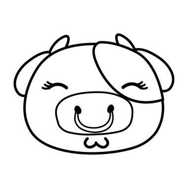 satır mutlu inek baş vahşi hayvan vektör çizim