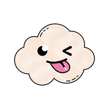 rendelenmiş komik ve sevimli bulut kawaii hava vektör çizim