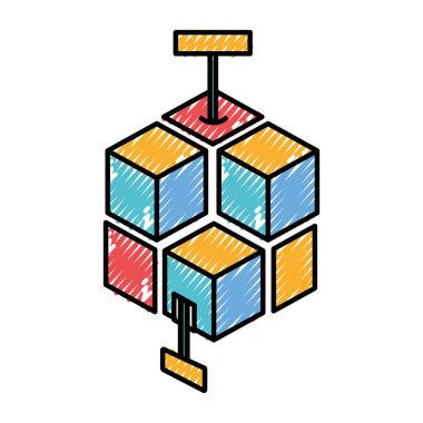 Geometrik ve soyut tema izole tasarım vektör çizim şeklini küp
