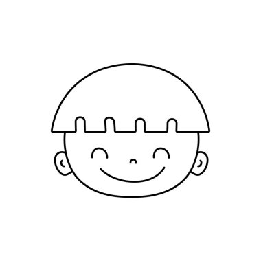 satır mutlu avatar çocuk yüz saç modeli vektör çizim ile