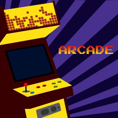 Arcade vintage videgame çizgili arka plan vektör illüstrasyon kavramı üzerinde
