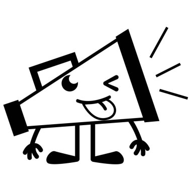 kontur komik megafon nesne kawaii kollar ve bacaklar vektör çizim ile