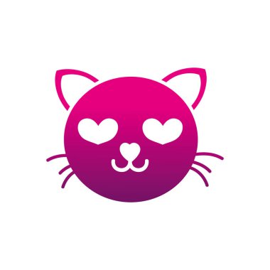 siluet kedi baş sevimli hayvan vektör çizim âşık